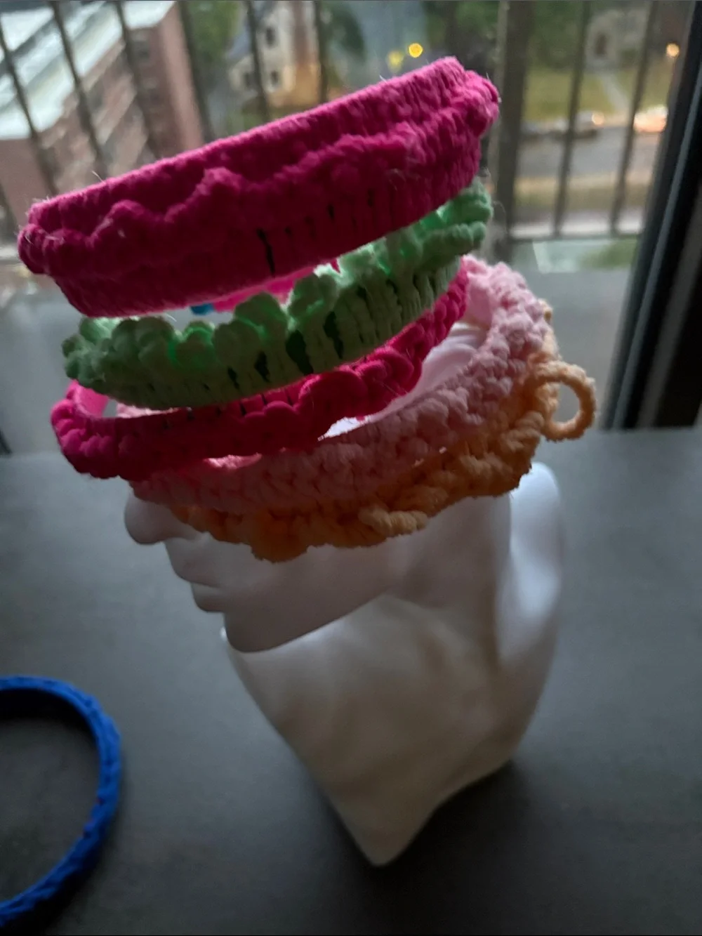 Crocheted Ruffle Headbands for Kids - Pink, Green, Peach